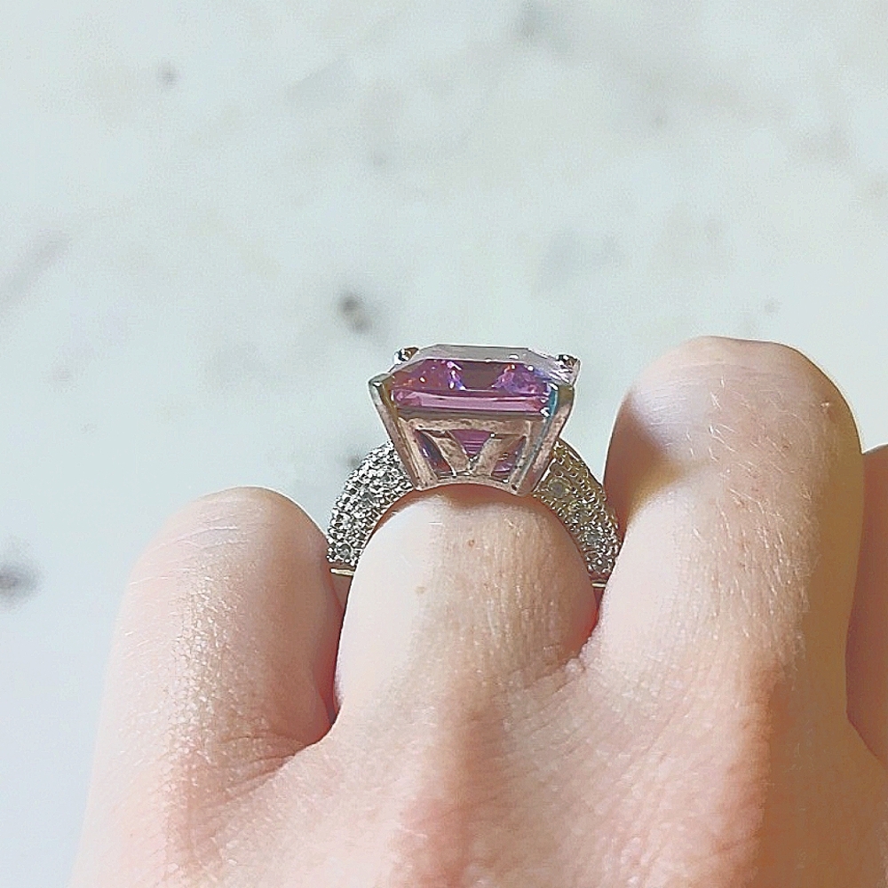 Elegant Pink Asher Cut Lab Sapphire - Picture 3 of 3